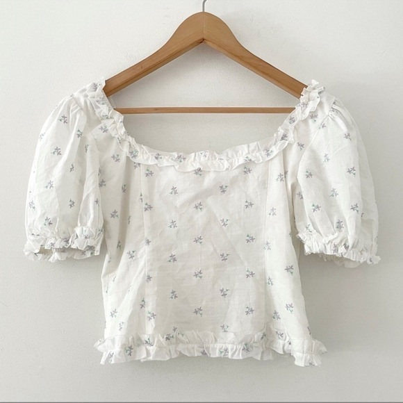 For Love & Lemons Delilah Ruffle Puff Sleeve Top - Picture 7 of 10